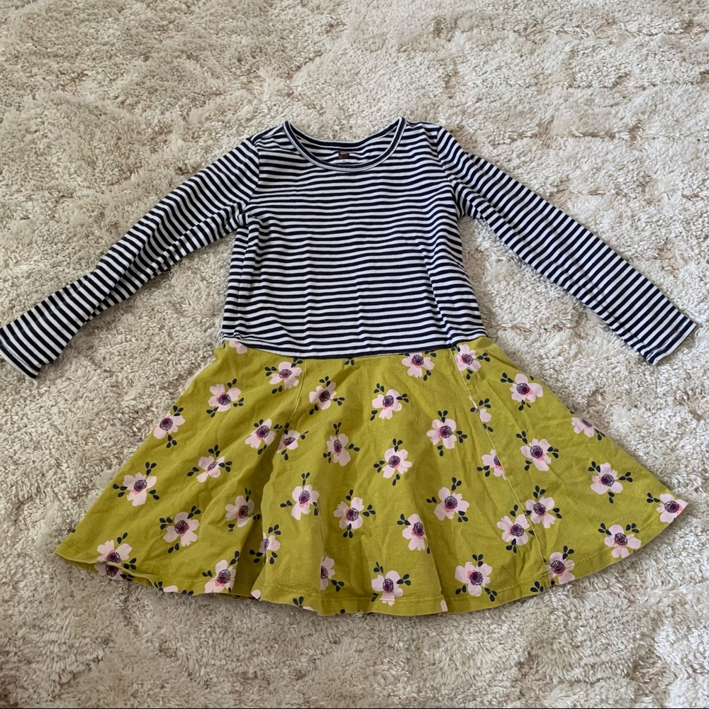 Tea Girls Striped and Floral Dress